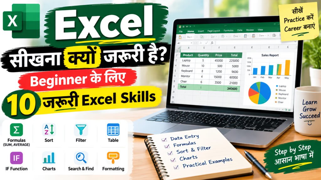 Beginner के लिए 10 जरूरी Excel Skills सीखने की जानकारी